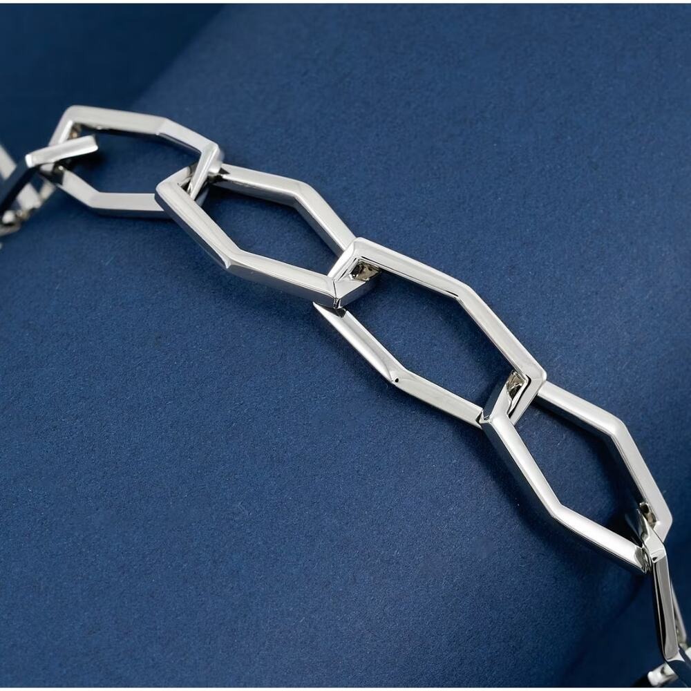 Calvin Klein Stainless Steel Abstract Link Bracelet 7" Modern Geometric